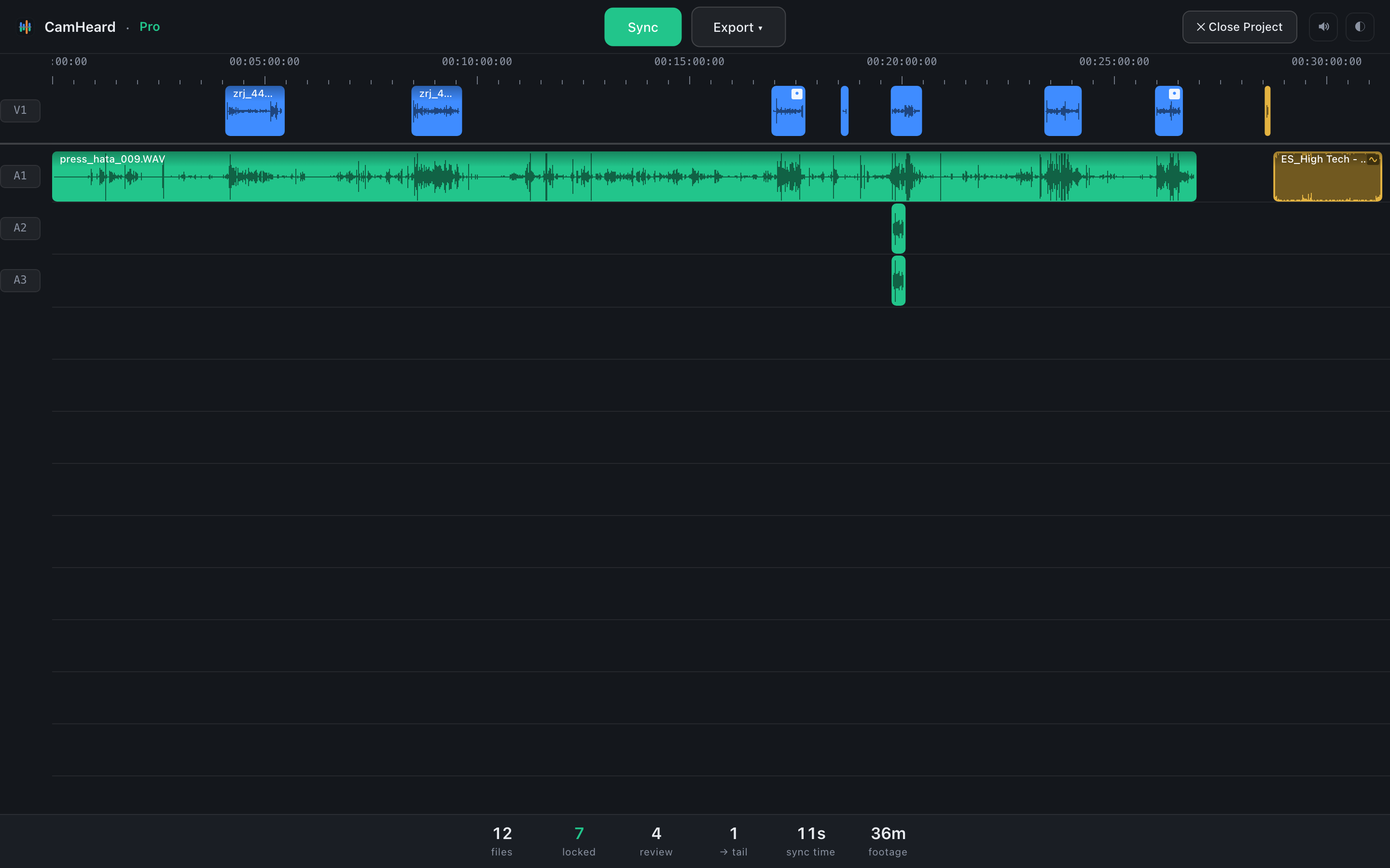One camera and a recorder, a longer shoot: after the sync