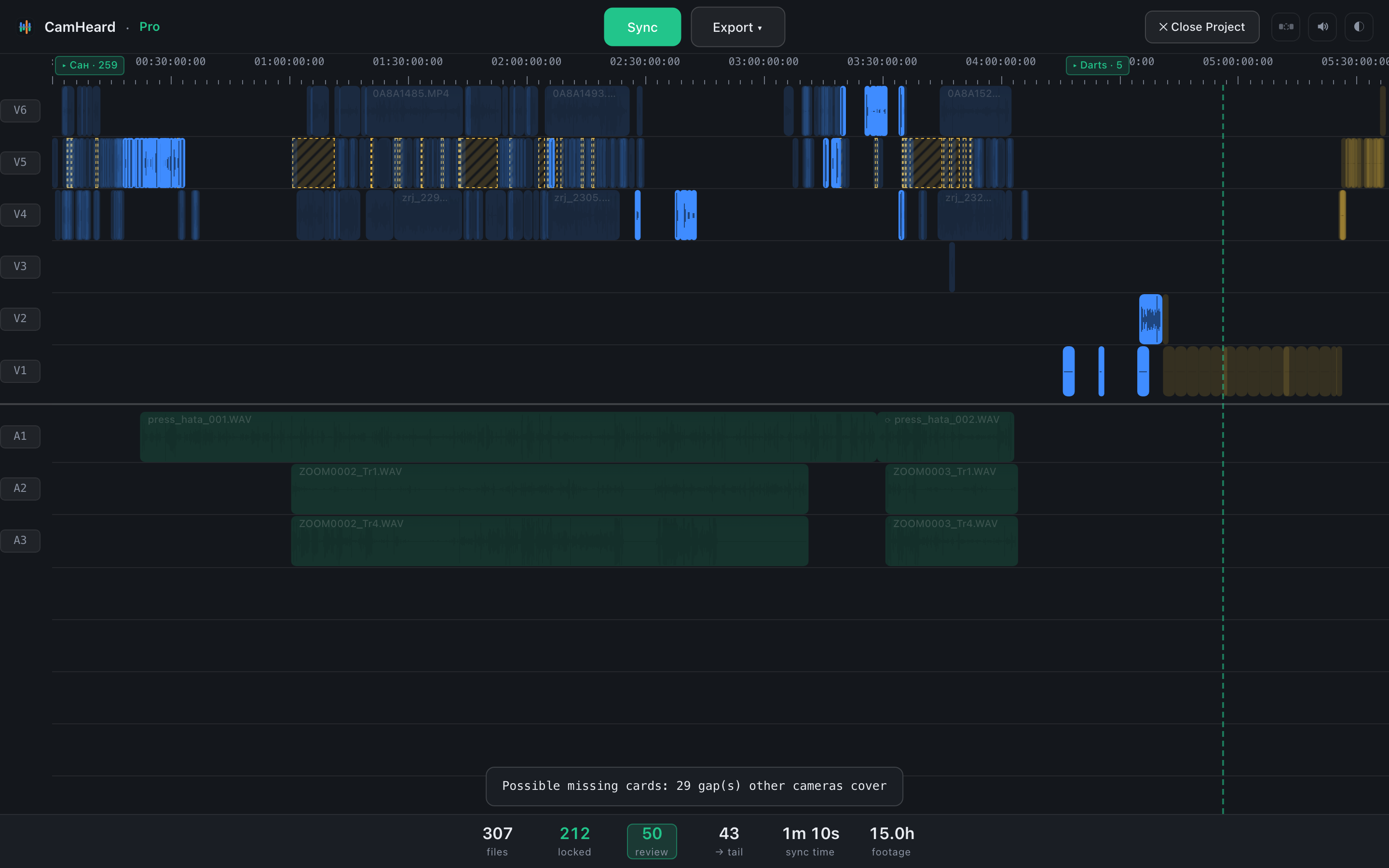 The timeline with the review filter on