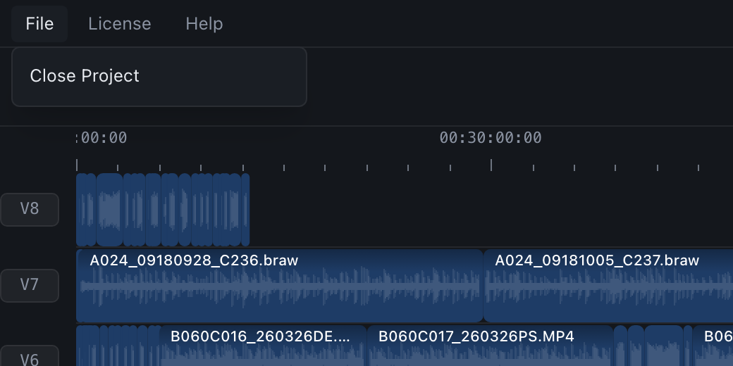 The window title bar on Windows with the File menu open