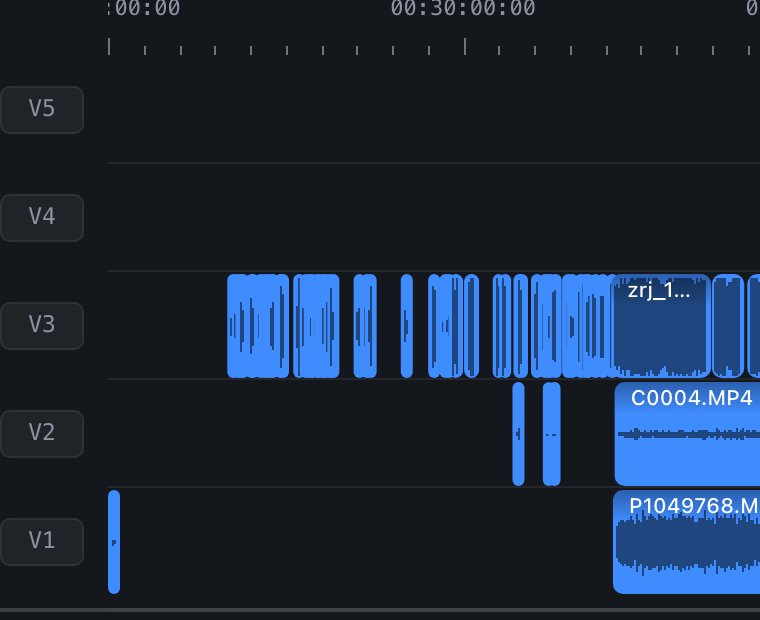 The first half hour: one camera running, the two tracks above empty
